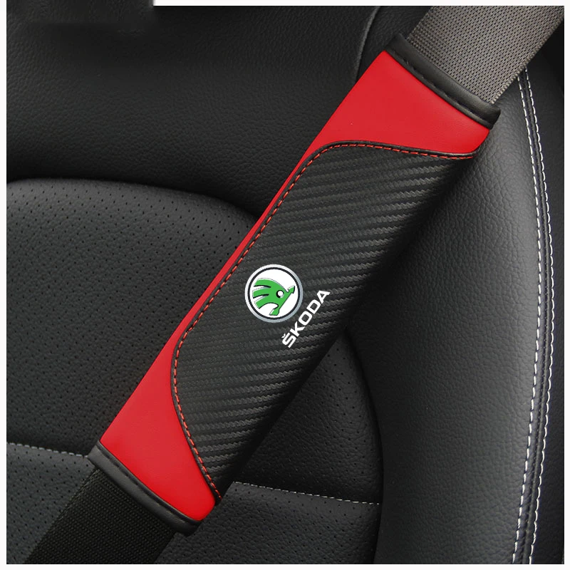 2PCS Car Seat Belt Safety Belt Shoulder Protector Cover For Skoda Octavia Fabia Kamiq Kapoq Kodiaq Rapid SCALA Auto Accessories