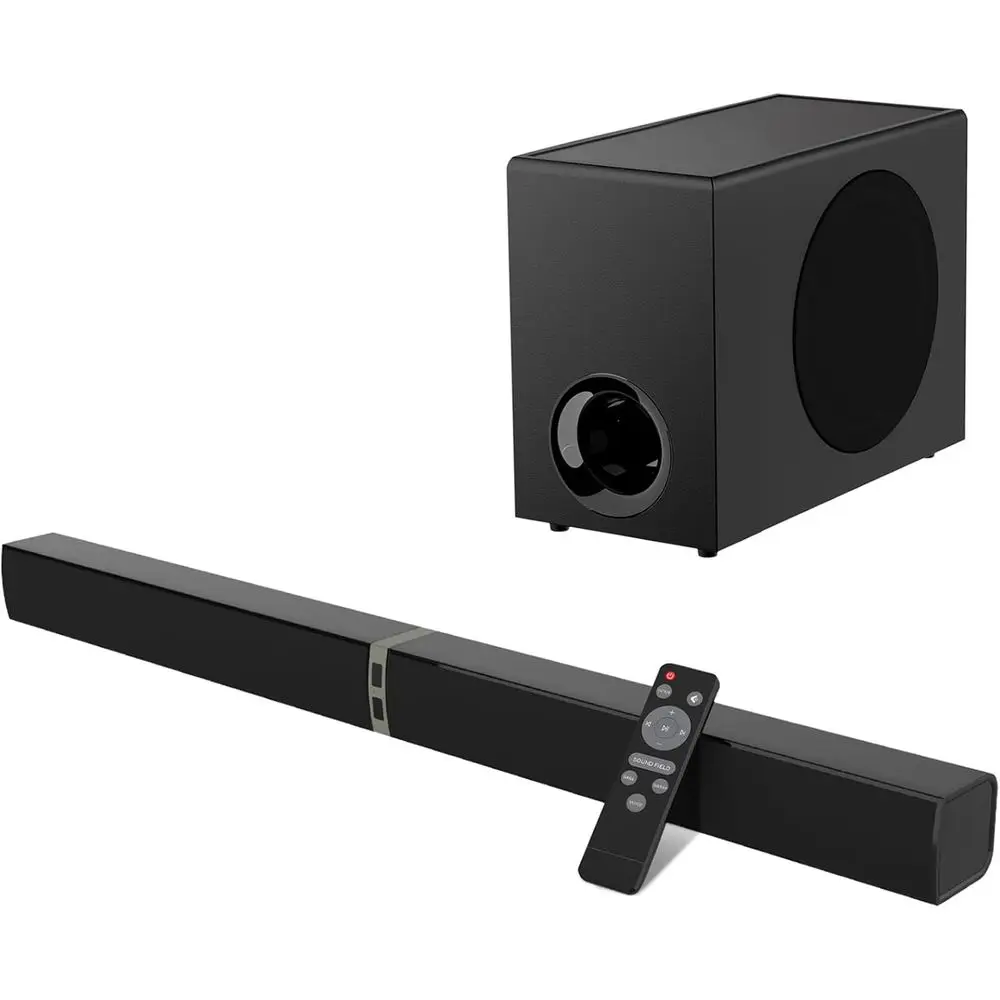 

Саундбар 120 Вт с Bluetooth 5.3 и сабвуфером, совместимый с ARC, AUX, оптическим входом, для системы объемного звучания Smart TV