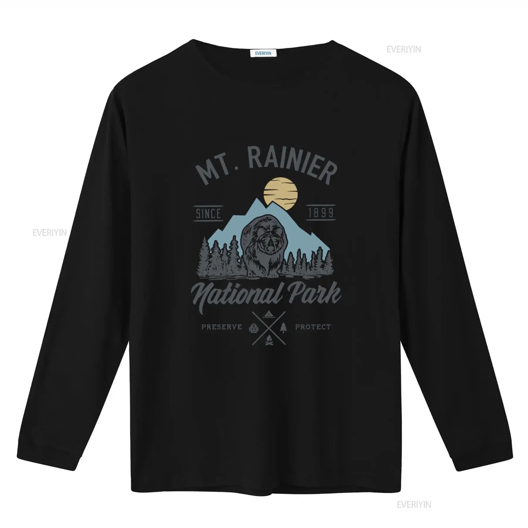 Mt Rainier Washington Retro Vintage National Park T Shirt Bear Mountain Moon Trees Design Preserve Protect Theme vintage