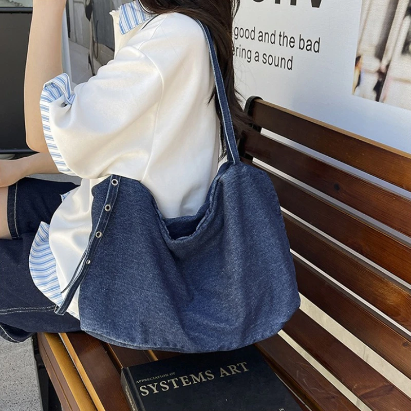 

Simple Retro Denim Tote Bag for Women Crossbody Bag Large Capacity Travel Bag Women Shoulder Bags Class Bags for Girl Сумка Sac