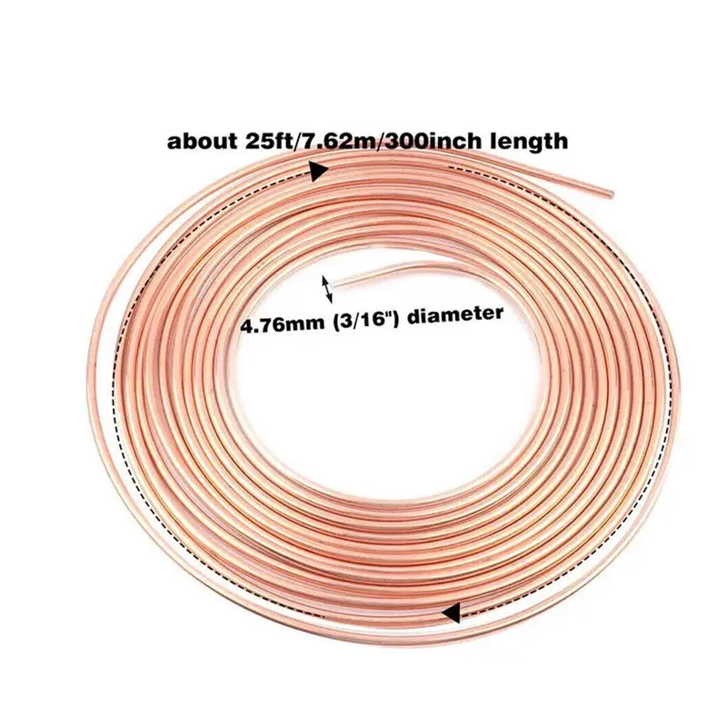 Bobina de tubulação de substituição de linha de freio de liga de cobre-níquel de 25 pés 3/16' com 16 acessórios incluídos kit de montagem para automotivo