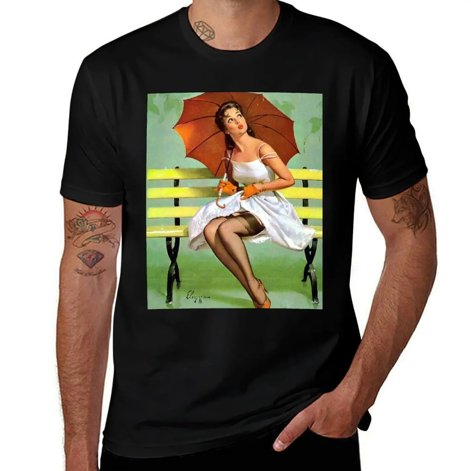 

Pin-Up Girl - Elvgren - Vintage T-Shirt rapper graphic tees Personalized t-shirt sports fans mens t shirts top quality