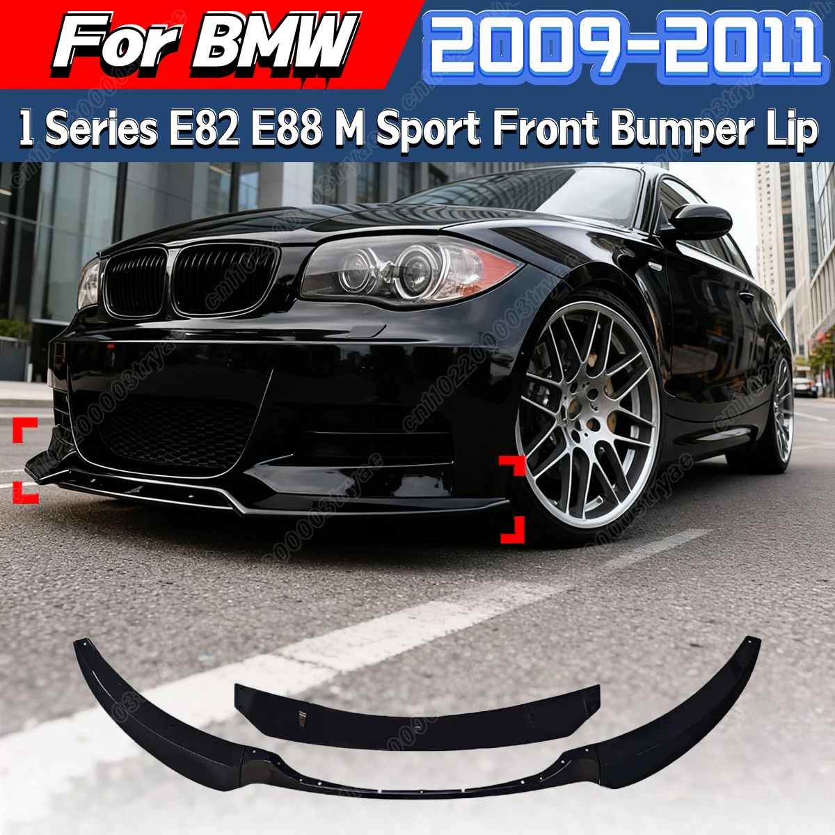 

For BMW 1 Series E82 E88 Coupe/Cabrio M Sport 2009 2010 2011 Automotive Maxton Style Front Bumper Lip Splitter Cover Body Kit