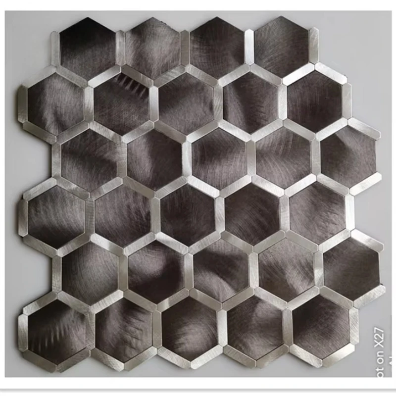 292x 285mm silver mosaic tile gold