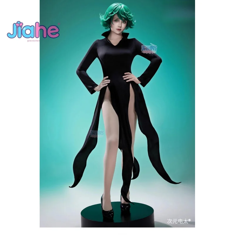 واحد لكمة رجل تورنادو الإرهاب سينريتسو لا تاتسوماكي تأثيري حلي شعر مستعار فستان أسود المرأة فتاة الزي هالوين زي الطفل #3
