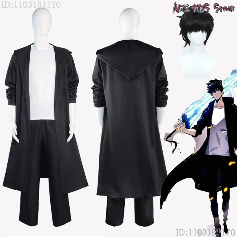 

Knight Killer Sung Jin-woo Cos Solo Sung Jinwoo Leveling Косплей Костюм Парик Shun Mizushino Тренч Хэллоуин Аниме Наряд