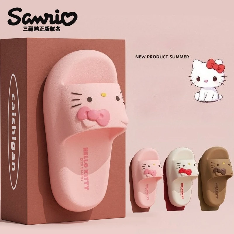 

Sanrio Summer Kawaii Hello Kitty Women Slippers Anime Female Thick Bottom Soft Cute Girls Home Shoes Anti-Slip Anti-Odor Sandals