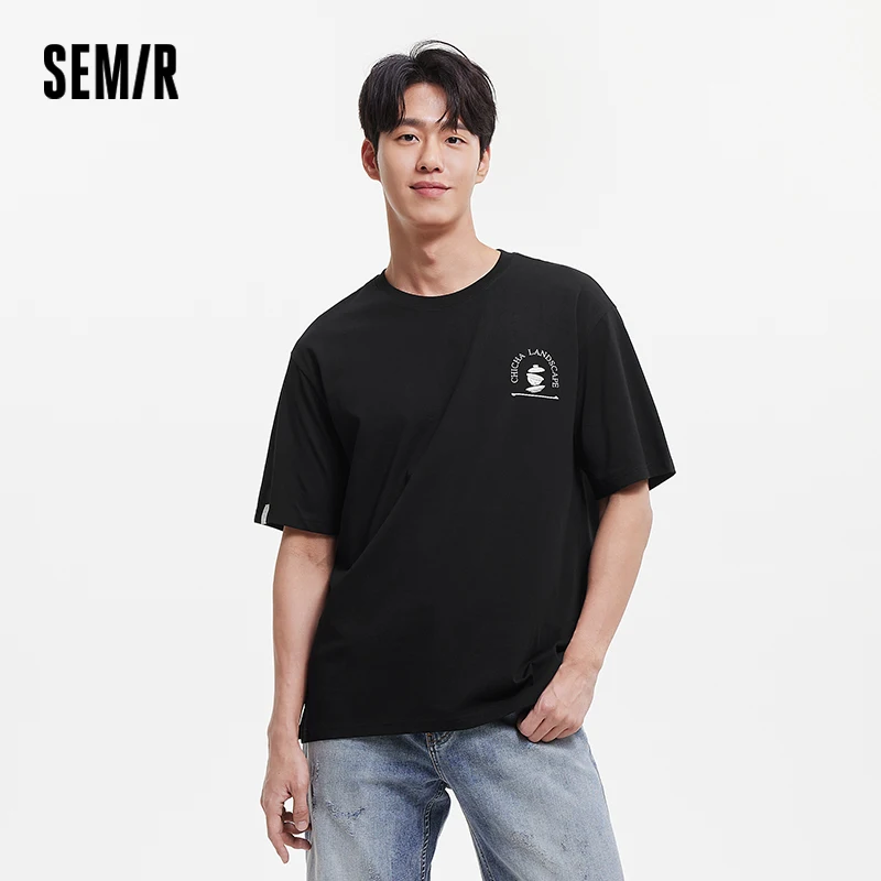 

Футболка Semir с коротким рукавом, мужская футболка с графическим принтом, крутой антибактериальный летний молодежный модный повседневный топ с большими буквами