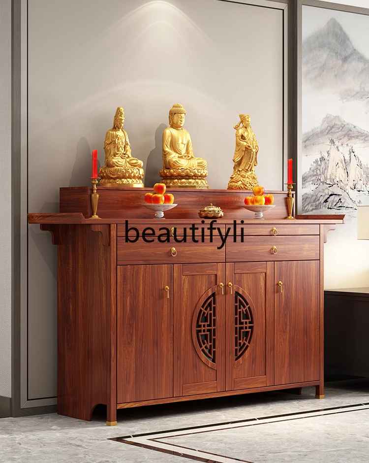 New Chinese-style solid wood Buddhist shrine table for household use Modern simple living room shrine tribute table