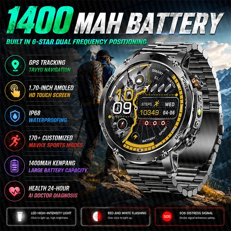New Men Customized High-end Outdoor Sports Smart Watch1400mA