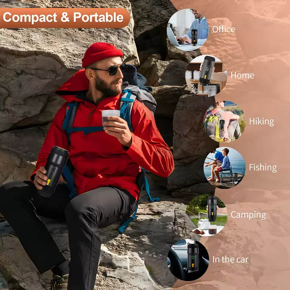 

Electric Portable Coffee Machine Portable Italian Espresso Machine for Car & Home 3-in-1 Capsule Powder Travel Coffee Machine
