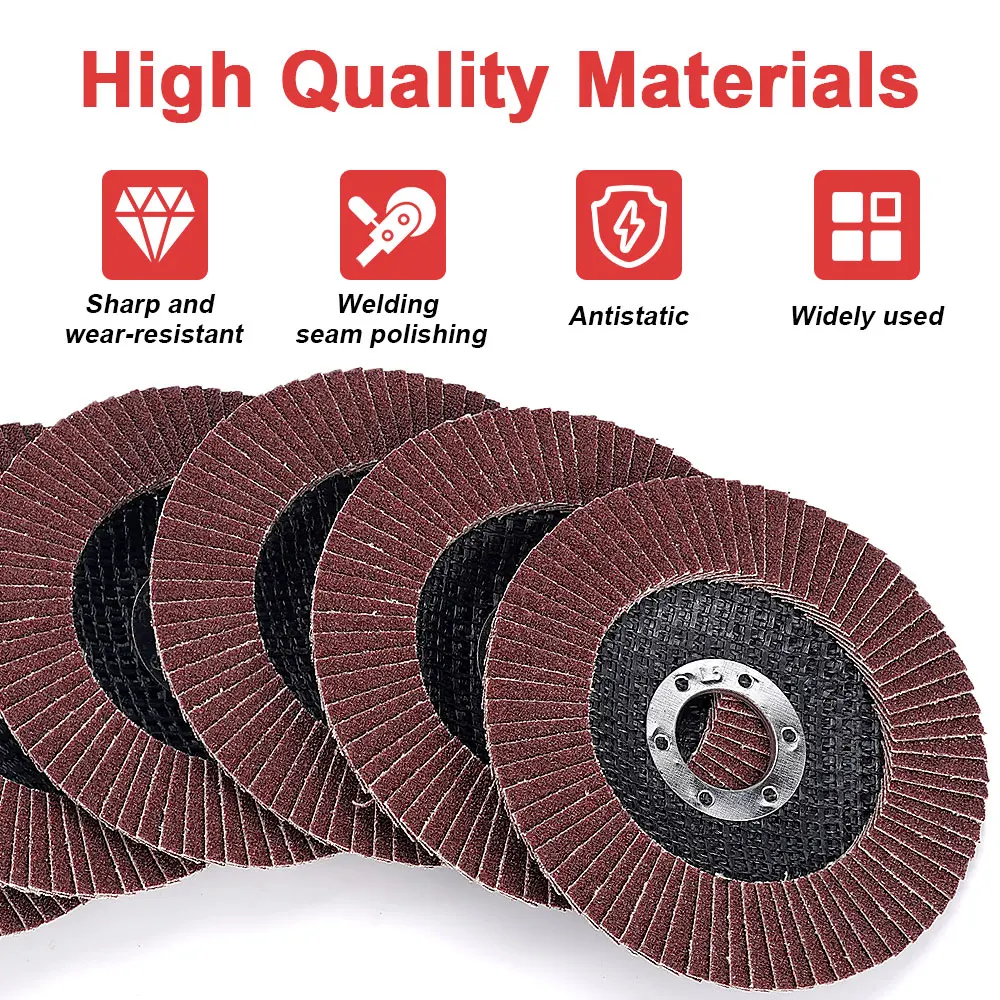 4.5인치 플랩 디스크 40-120 그릿 연마 디스크 4 1/2 다양한 샌딩 연마 휠 알루미늄 산화물 연마 휠