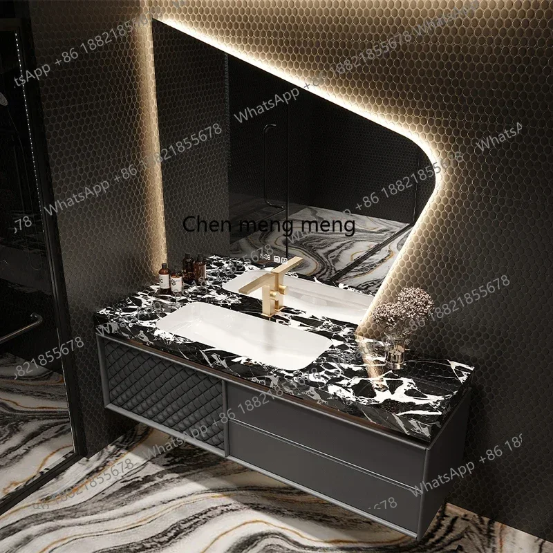 10 otel wind oak rock slab seamless bathroom cabinet hand wash cabinet combination bathroom integrated basin new