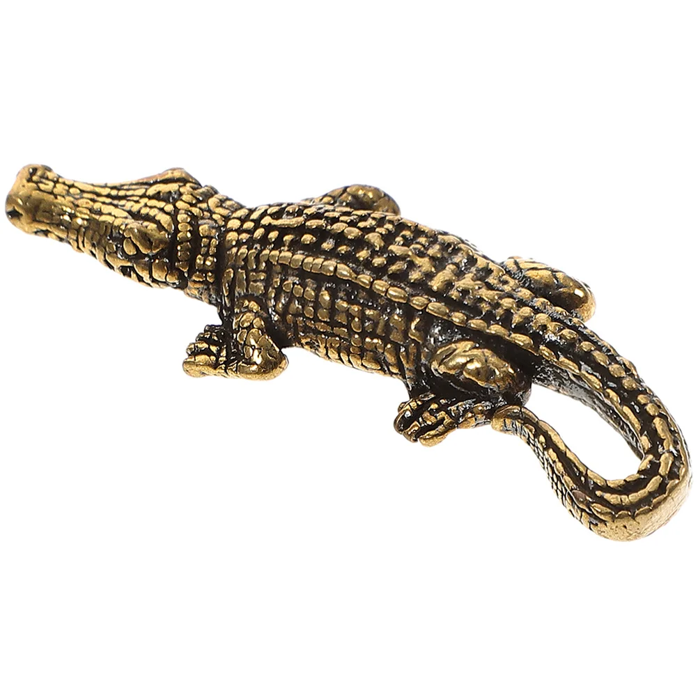 Solid Distressed Crocodile Keychain Pendant Luggage Personalized Table Decoration Tea Pet Ancient Bag Charm Retro Ring Necklace