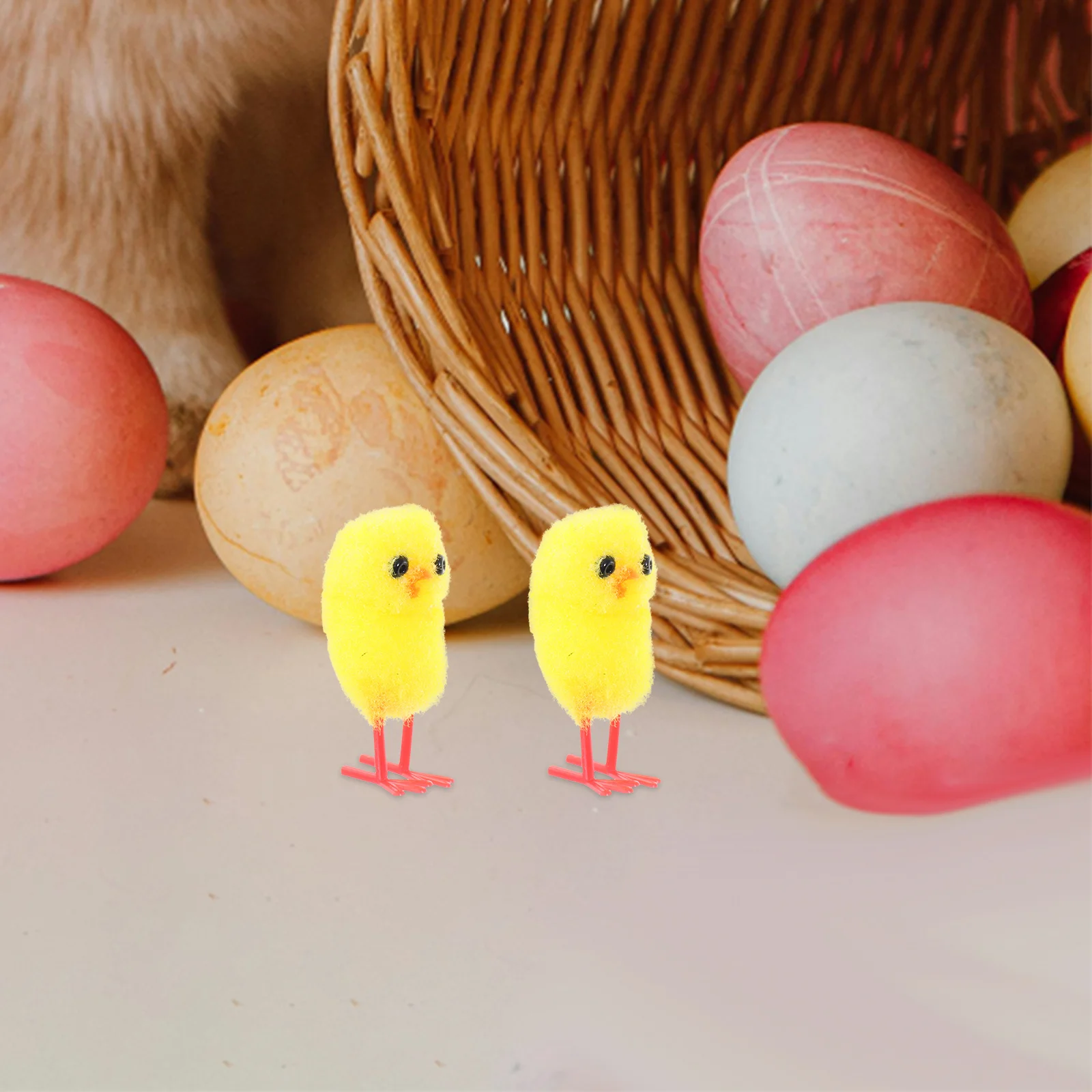 18 Stück Osterküken-Dekorationen, weich, realistisch, handgefertigt, kleines Küken für Tischdekoration, Mitbringsel, Frühlingsdekoration, Heimbüro
