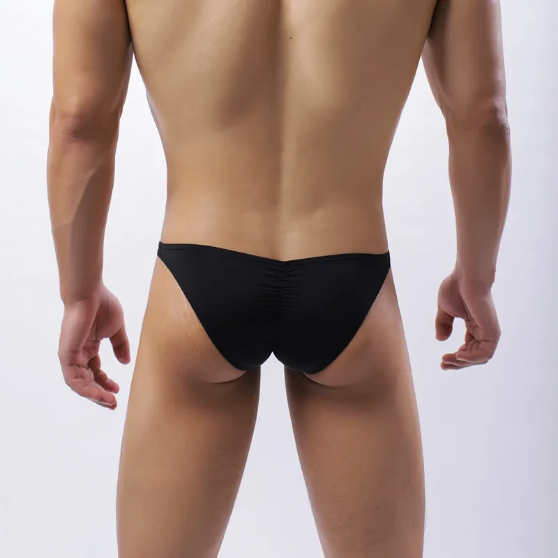 Men's Sexy Underwear Low Waist Ice Silk Men Briefs Translucent Skinny Breathable Briefs Man Underpants