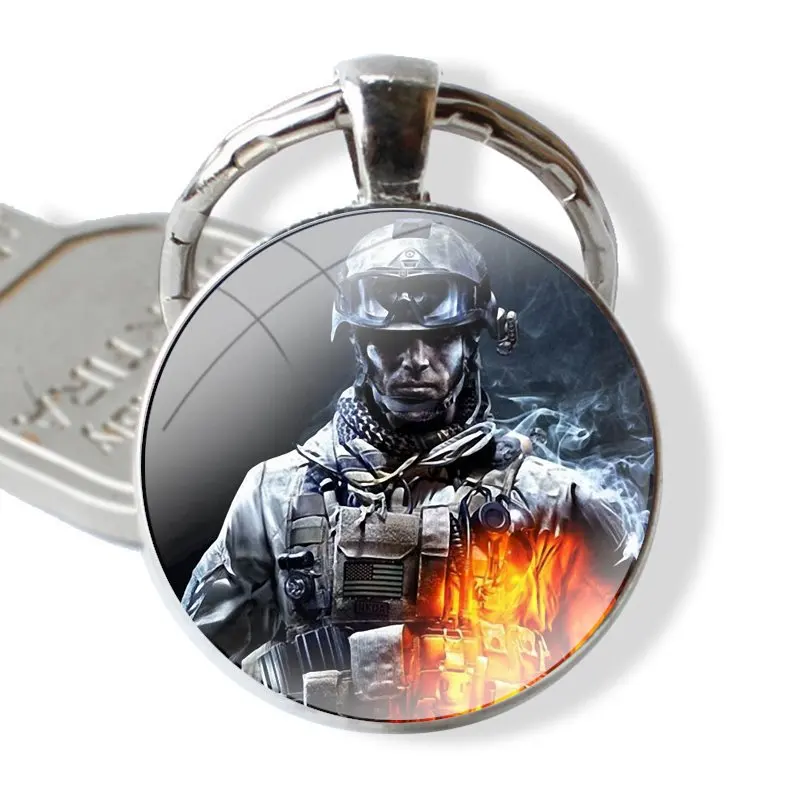 Firefighter Heroes Fireman Keychain Handmade Glass Cabochon Key Ring Holder Pendant Key Chains