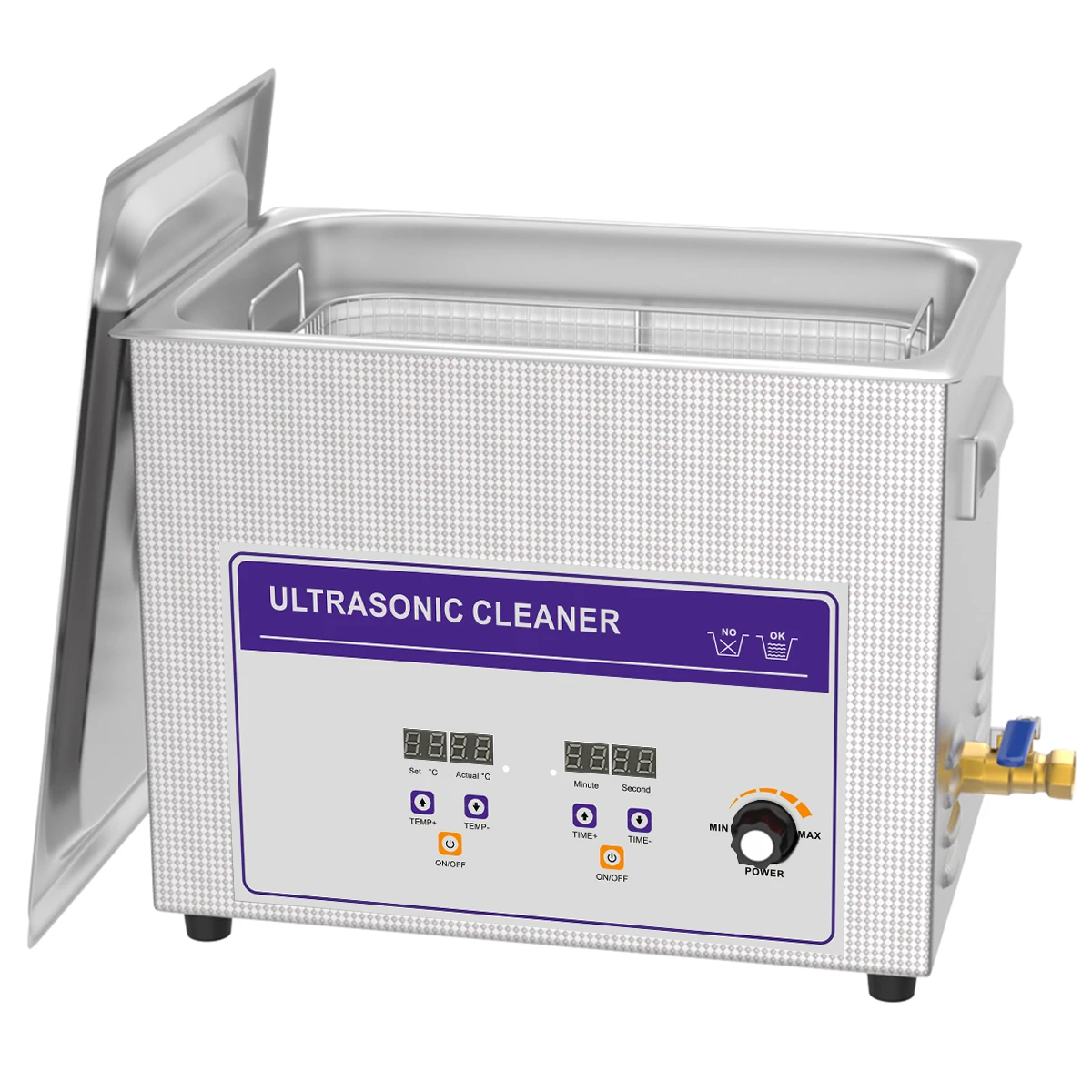 10L Timed Heating Professional Benchtop Ultrasonic Cleaner Power Adjustable 0-360W with Drain Value Lab Dental Clinic Cleaning