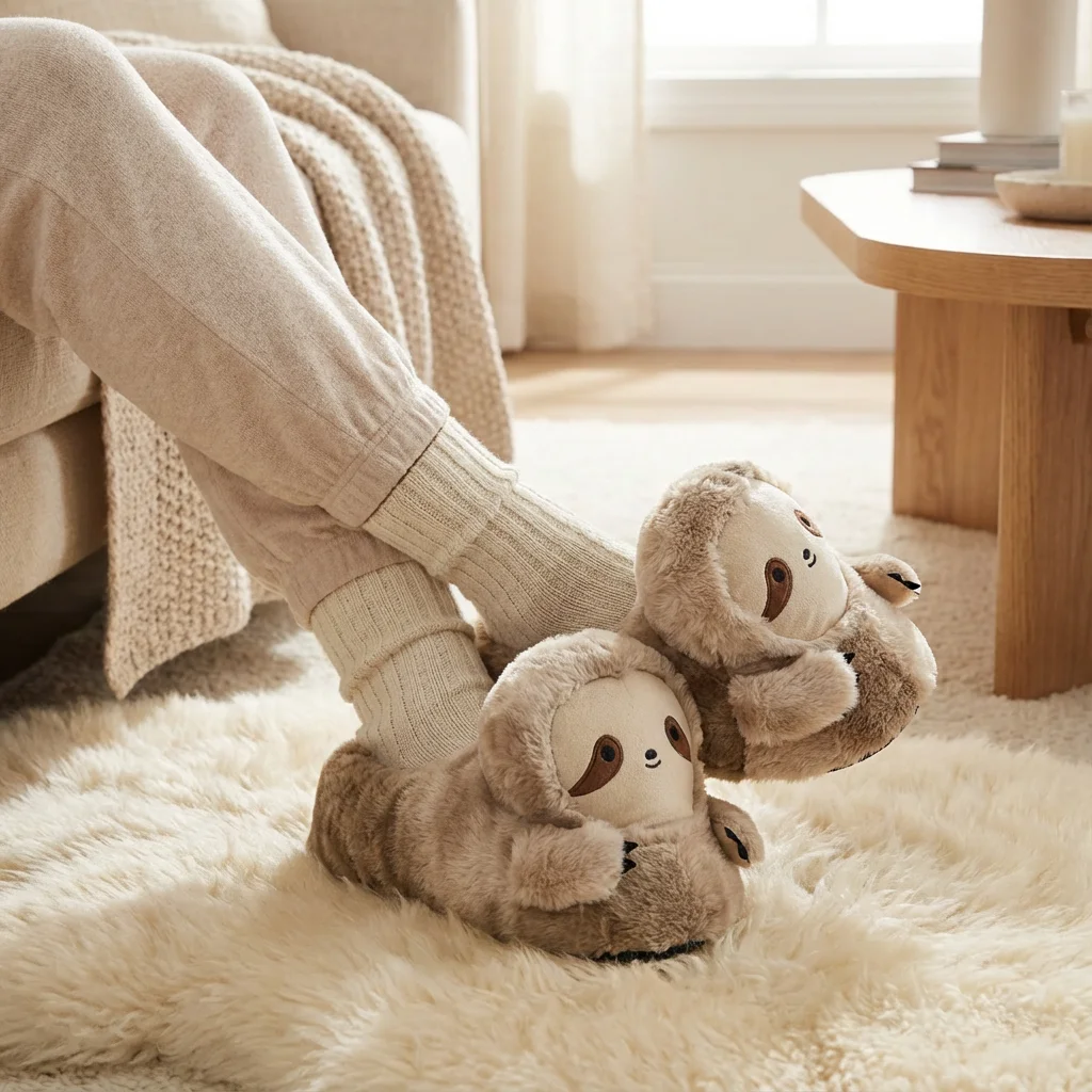 TreasuringU Sloth Plush Slippers Kawaii Bradypod Women Fuzzy Shoe Cartoon Animals Indoor Stuffed Slipper Christmas Gifts