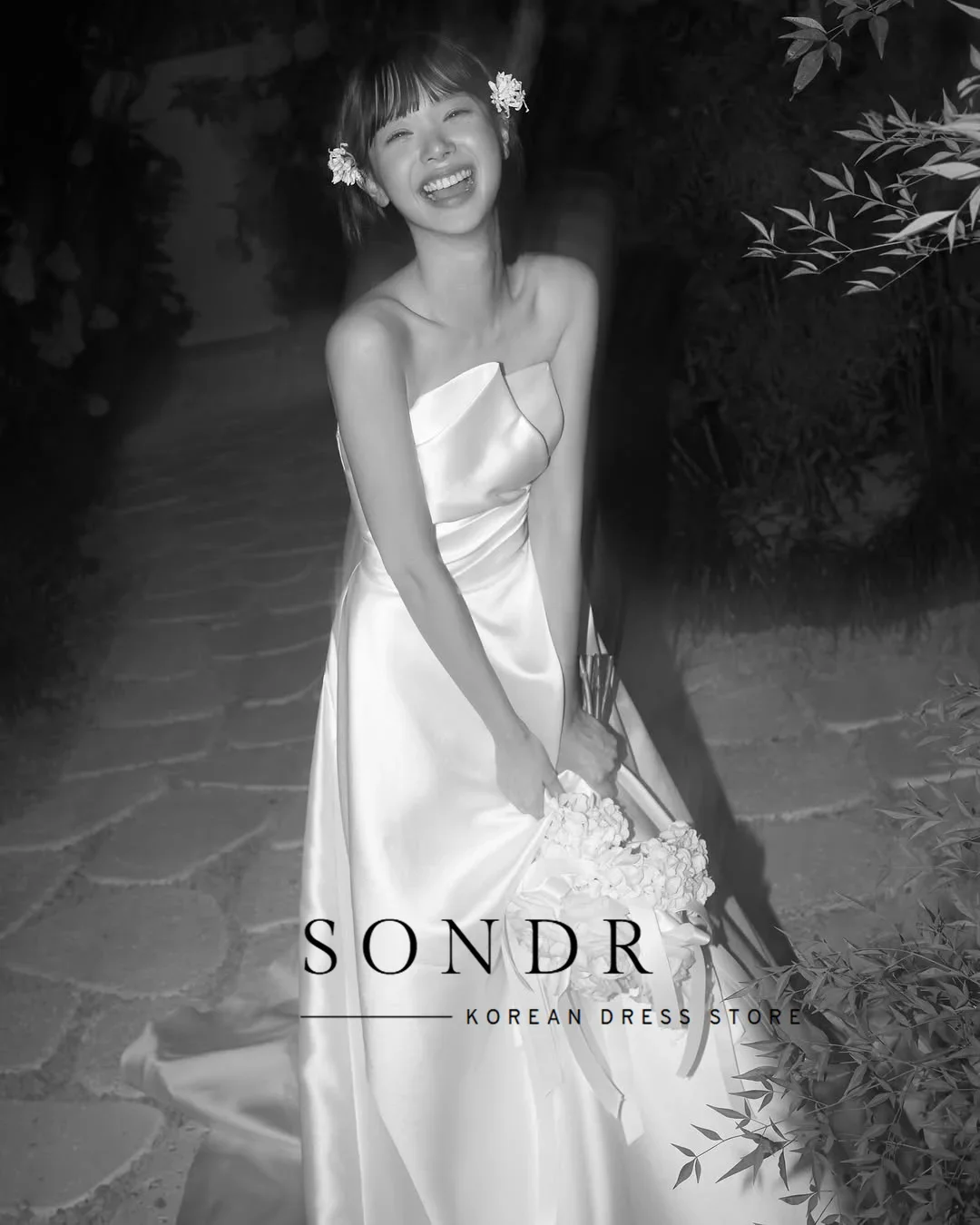 Sondr New Korean Wedding Dresses Strapless Silk Satin Bridal Gown Customized A Line Self-Wedding Dresses Photo Shoot Gown