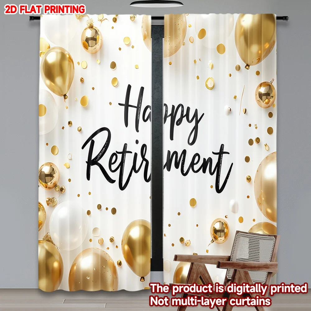 

2D flat printing 2pcs Curtain Retirement Celebration Balloons(11) Digital Printed Polyester Drapes Birthday Party Perfect for