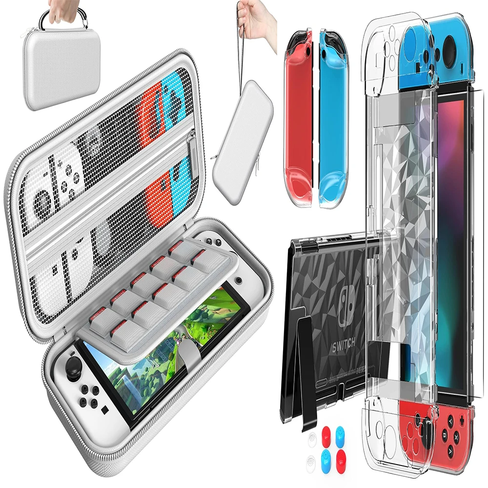 Carry White Case Compatible for Nintendo Switch/Switch OLED,Portable Travel Carry Case for Switch Accessories with Single Shell