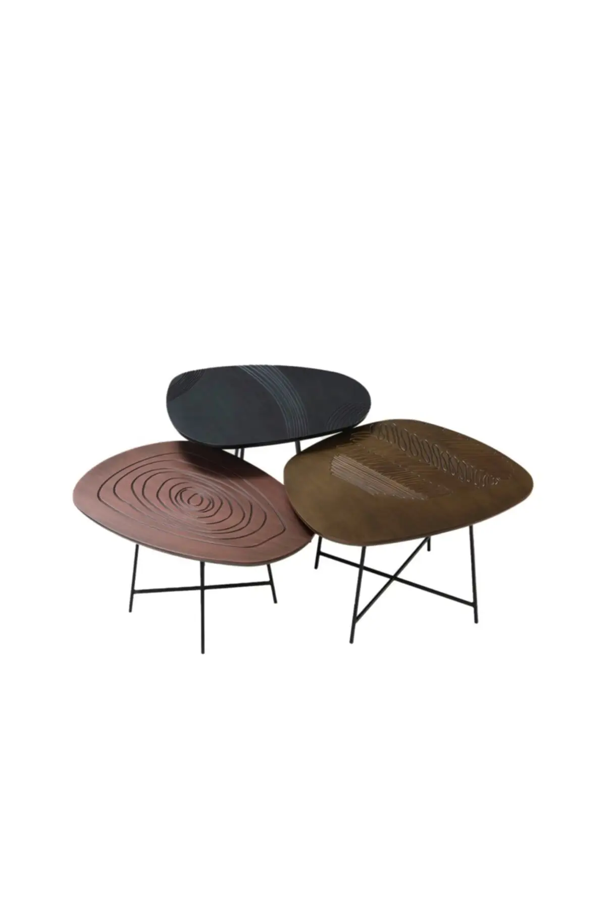 Nora Triple Coffee Table Modern Zigon Nordic Side Coffee Table Minimal 3 PCs Coffee Table Set