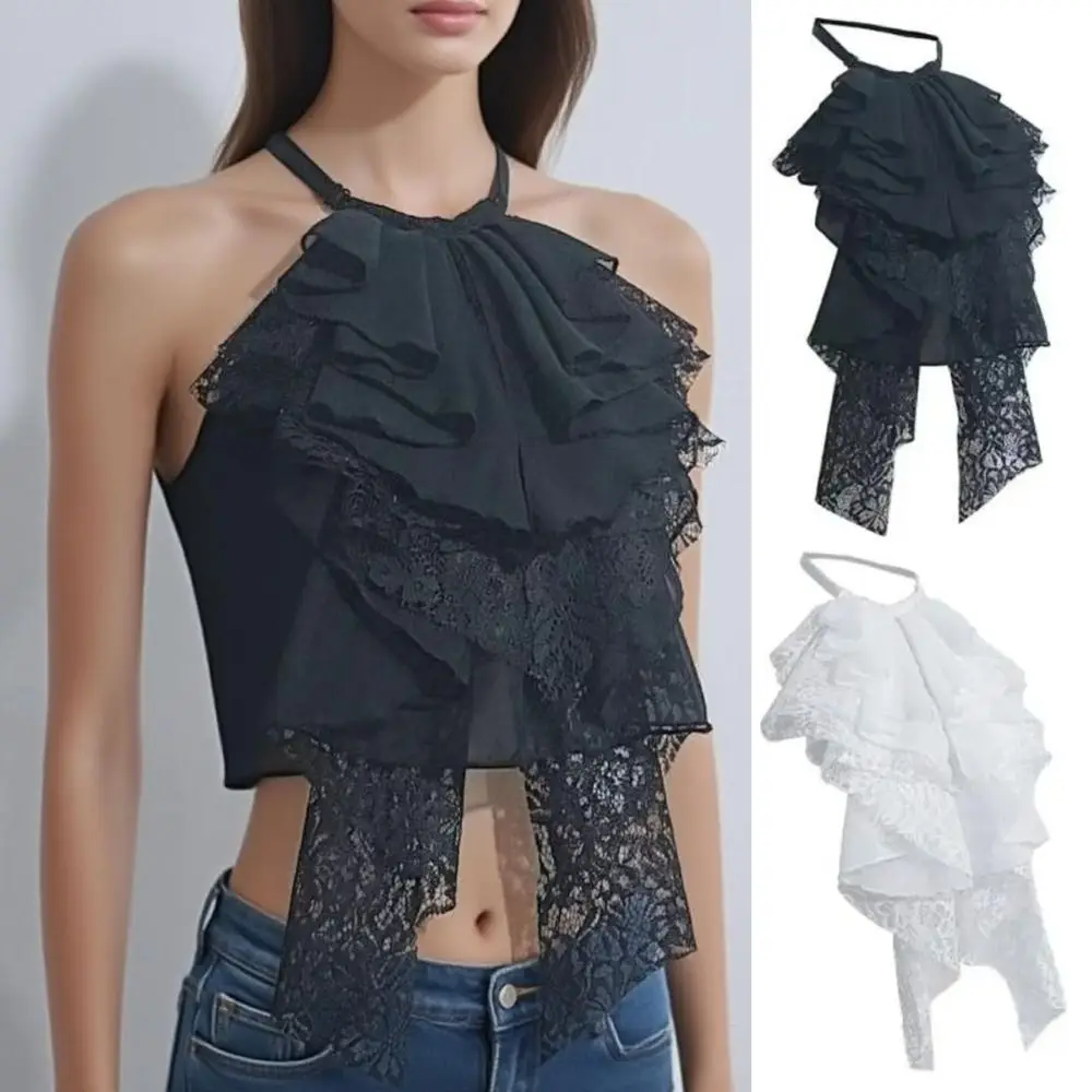 Detachable Layered Lace False Collar Elegant Retro Decorative Lace Neckline Adjustable DIY Ruffled Design Collar Female