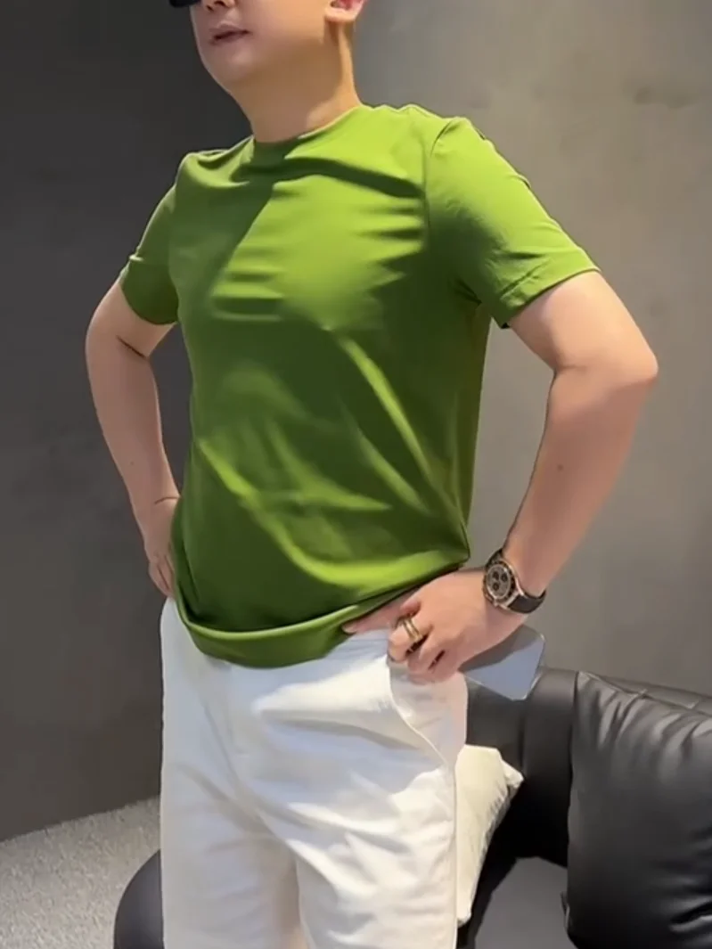 

Summer New round Ne ort Sve T-irt High Quali Sli Personali Luxury Ele Trendy High-End Cool Haome