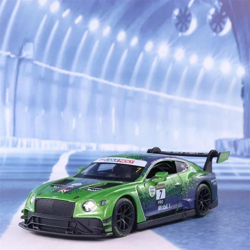 1:32 Bentley Continental GT3 sports car Diecast Metal Alloy Model car Sound Light Pull Back Collection Kids Toy Gifts A113