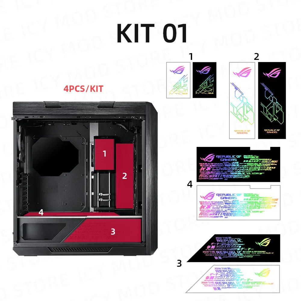 4pcs RGB Panel Kit For ROG Helios GX601 PC Case MOD DIY Buid ASUS