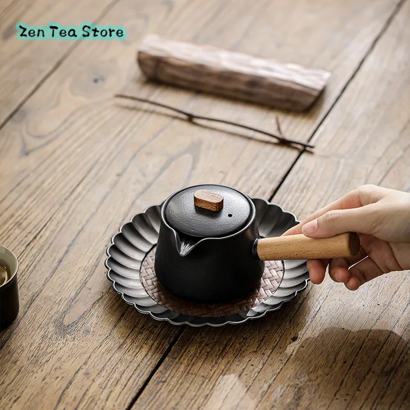 Light Luxury Black Pottery Tea Set Castle Peak Bird Side Pot Home Brewing Teapot Single Pot High-end Kung Fu Tea Set Teapot