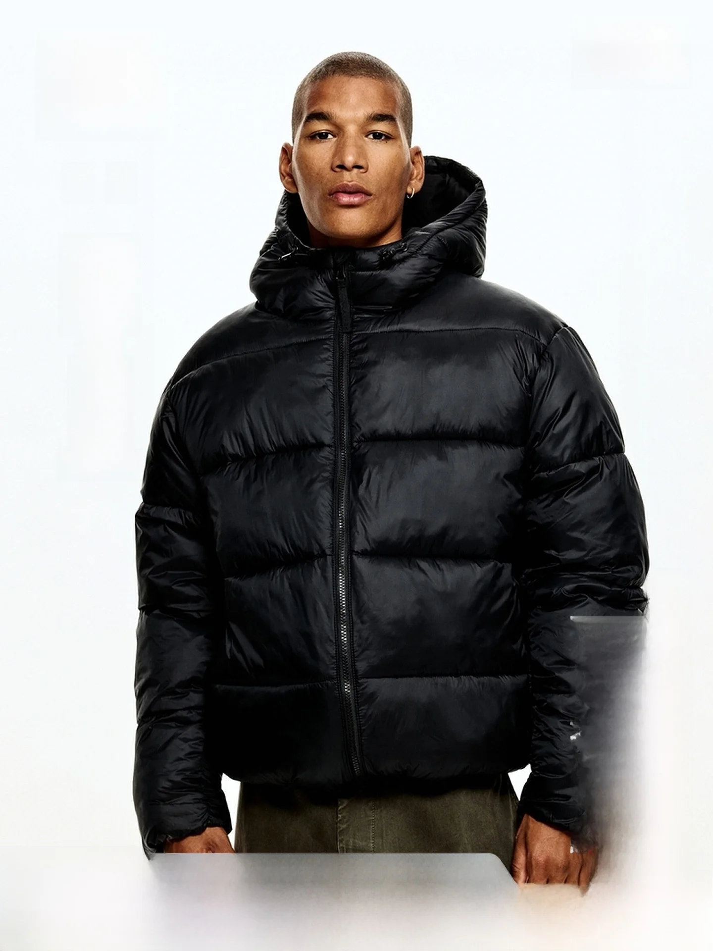 

Men's Thiened Cotton Jaet Winter Warm Windproof Water-repellent Baked Bread Sle H&M Casual Outerwear Nylon Fabric