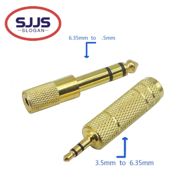 【5-1PCS】 6.5mm żeńskie na 3.5mm męskie gniazdo 3.5 żeńskie na 6.35 męskie wtyczki Mono Audio Adapter mikrofonu Konwerter Kabel Aux Gold