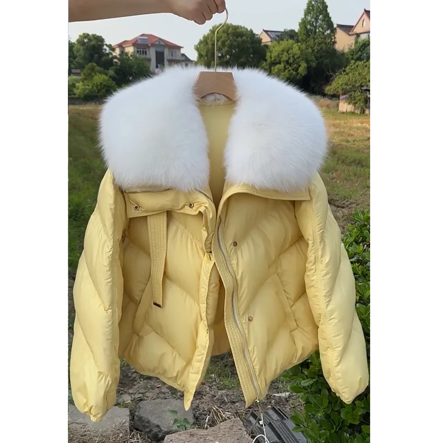 

Women's Down Coats With Fur Goose Down Jackets Real Fox Fur Collar Warm Winter Real Fur Coat Womens