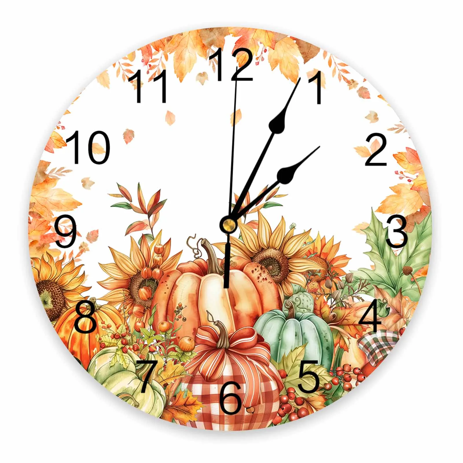 

Thanksgiving Pumpkin Sunflower PVC Wall Clock Bedroom Decoration Wall Clock Modern Design Home Decore Wall Digital Clock