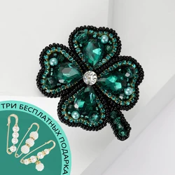 Fashion Elegant Rhinestone Four Leaf Clover Brooches for Women Unisex Botanical Pins 4-Colors Available St. Patrick's Day Gift