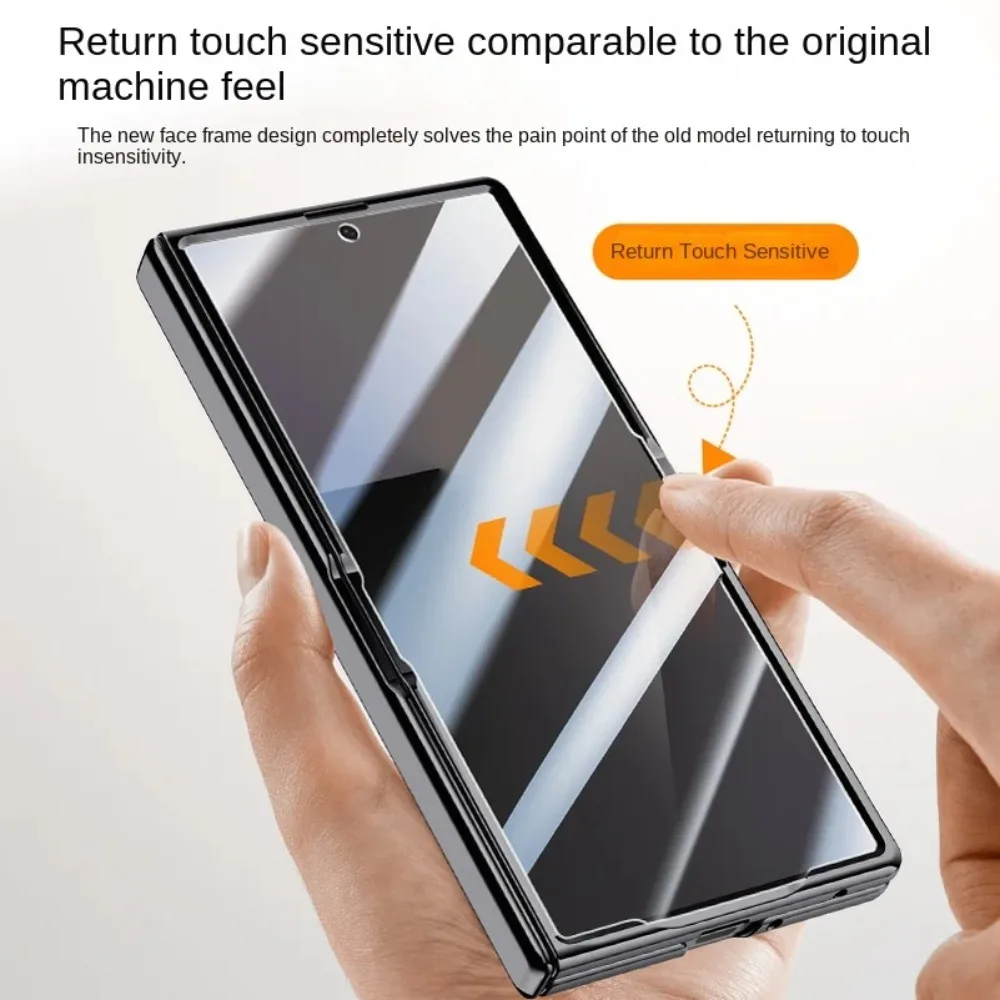 Прозрачный защитный чехол из закаленного стекла для экрана конфиденциальности, чехол для телефона Samsung Galaxy Z Fold7, универсальный пружинный держатель с петлей