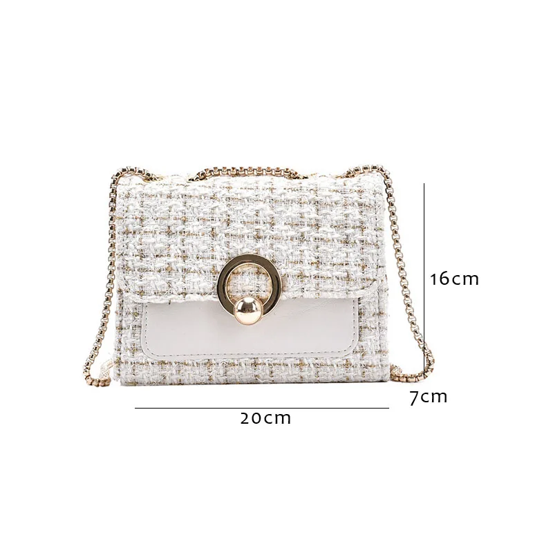 2022 New Spring Crossbody Bag for Women Luxury Chain Knitting Patchwork Pu Leather Shoulder Handbag Purse Lady