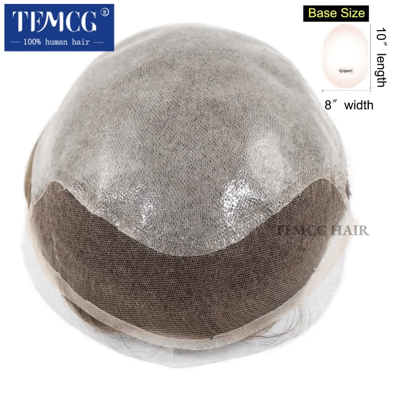 Rambut palsu pria toupee 8x10 BIO Swiss Lace dengan alas PU, 100% rambut manusia, prostesis rambut pria, garis rambut alami, unit pengganti rambut pria