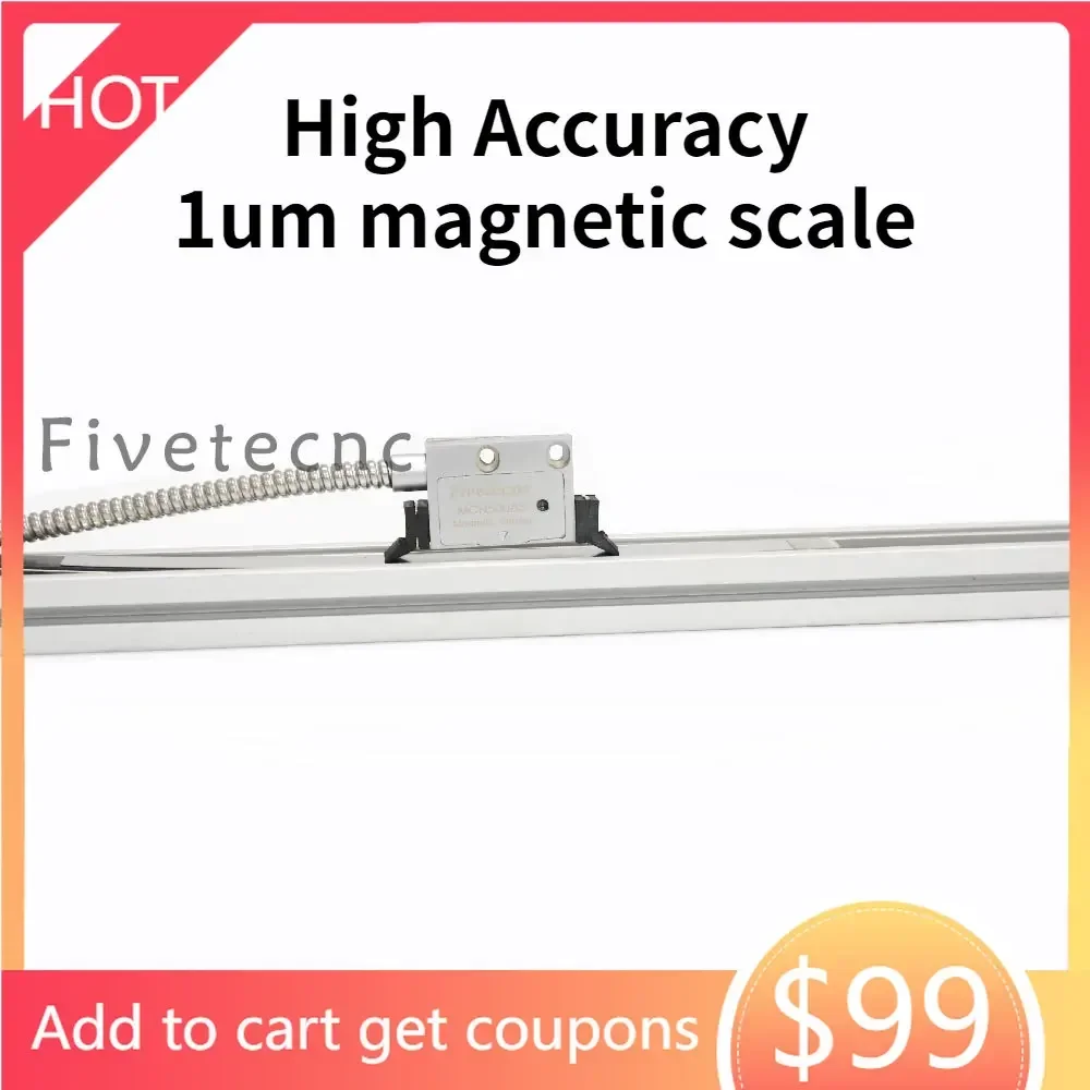 1 Micron High Precision Magnetic Sensor with Accuracy Tape Strip 0.001mm Magnet Encoder 1um Reader and Aluminum Profile Support