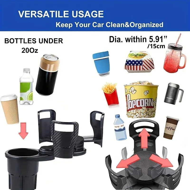 Car Drink Holder Adjustable Multifunction Adjustable Cup Holder 360° Rotation Stable Anti-Slip Storage Box Water Cup  Holder image 4