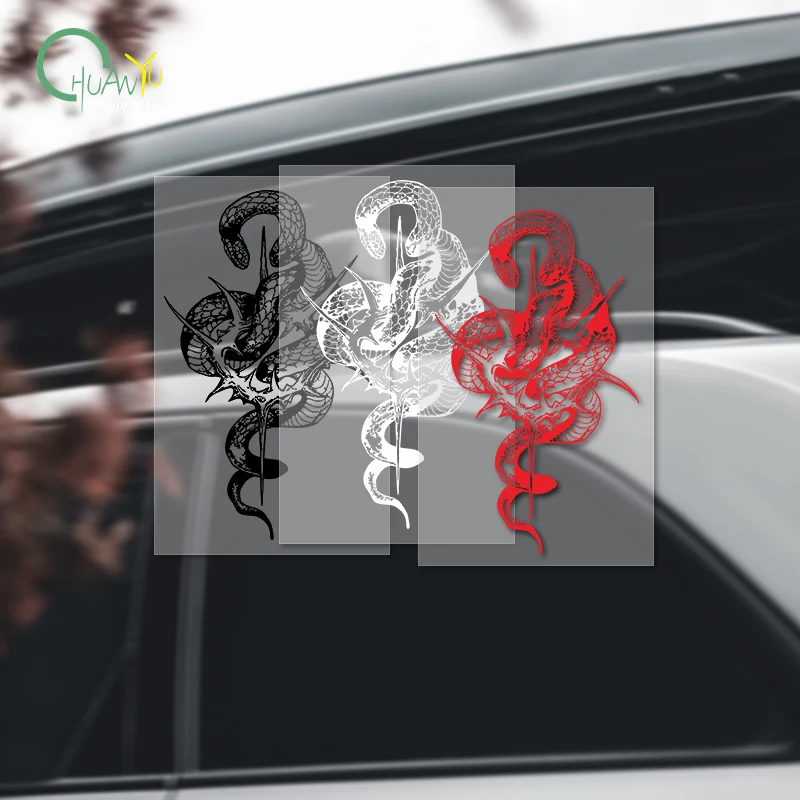 Personalized Dark Gothic Thorns Wrapped Snake Decorative Car Sticker to Cover Scratches Waterproof Reflective Decal