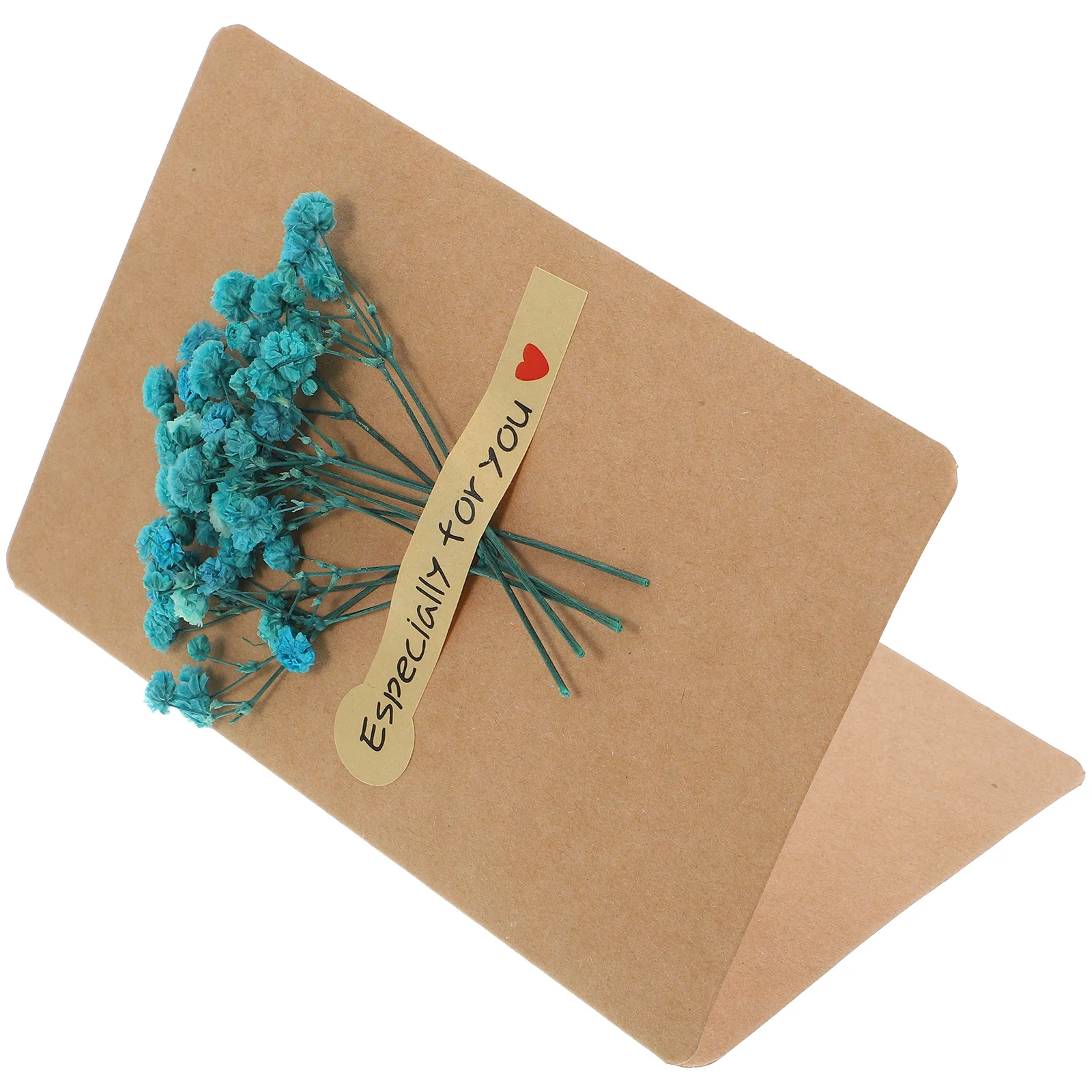 

3D Dried Flowers Greeting Card Wedding Event Invitation Christmas Holiday Paper Craft Parents Friends Lover Blue