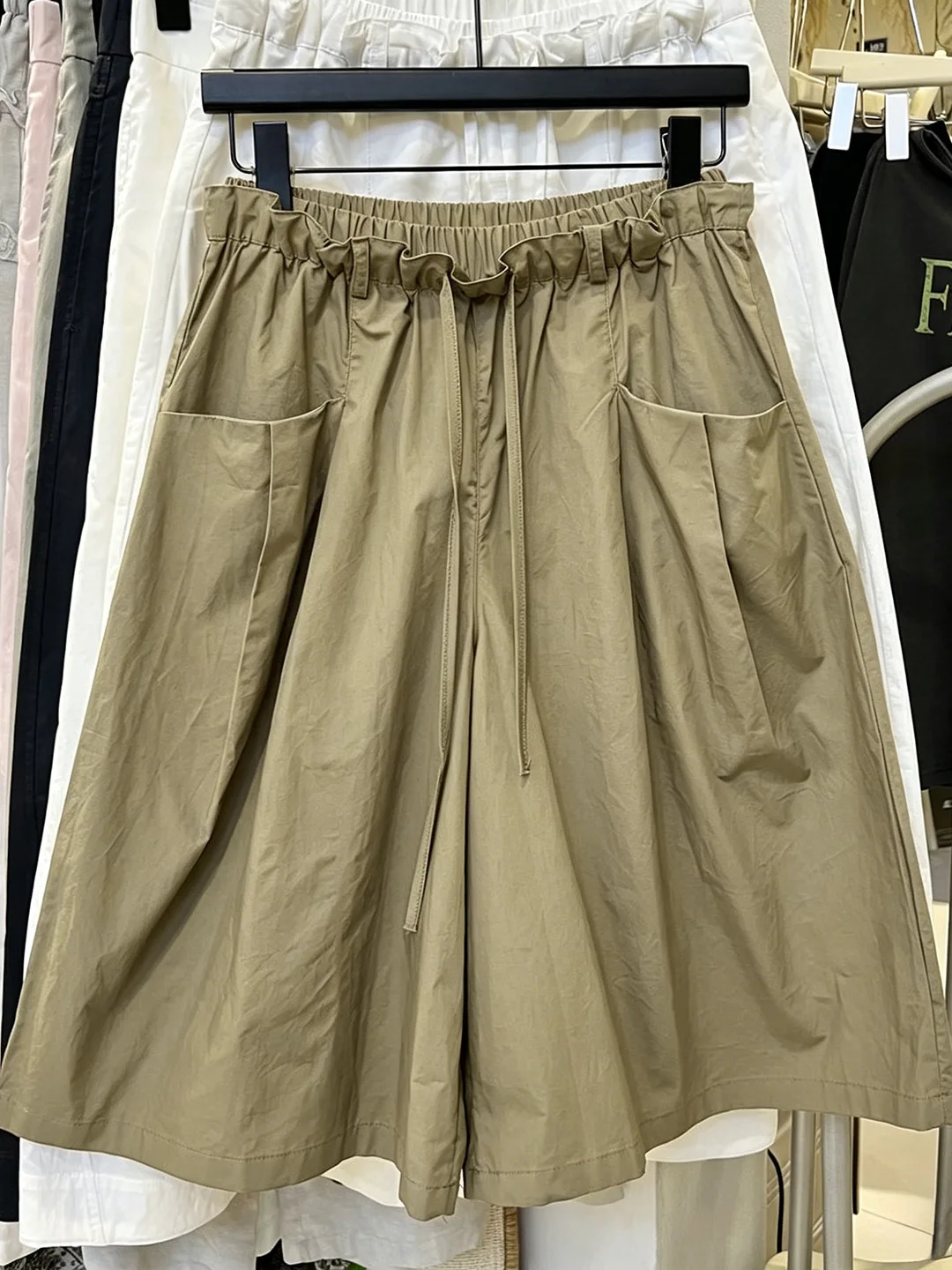 Casual High Waist Wide Leg Pants Seven Tenths Length A-Line Shorts Thin Fabric Spring Summer New Flower Bud Waist Ladies Pants
