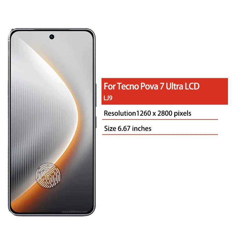 6.67“AMOLED For Tecno Pova 7 Ultra LJ9 LCD Display Screen Touch Digitizer Assembly Replacement With Fingerprint
