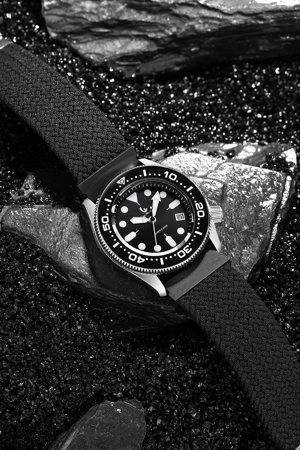 300M diving watch with super luminous ceramic bezel 316L stainless steel case sapphire glass nylon and silicone strap