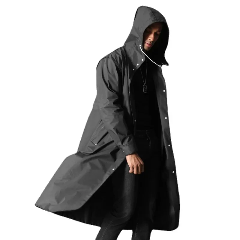 

Fashion Big Size Men And Women Thickening Black Students Rain Coat Poncho Ladies Waterproof Long Slim Raincoat Adults Rainwear