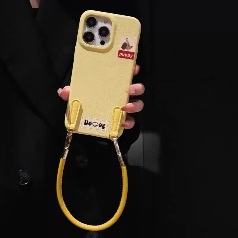 

New Suitable for iPhone 16ProMax Leather Phone Case 15pro Sausage Dog 14 Inclined Back Style 13pro Anti Fall 12 Protective Cover