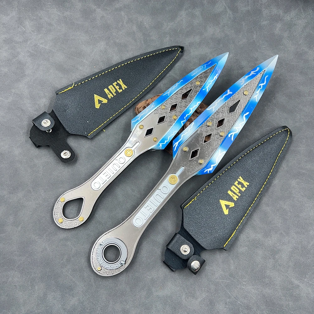 25 cm | Set de Kunai de 30 cm con diseño de relámpago colorido, Kunai de Wraith de Apex Legends (Herencia), Katana de juego, Espadas Ninja, Modelo de combate a mano giratorio, Regalos